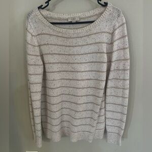 LOFT Women's Cream Striped Sweater